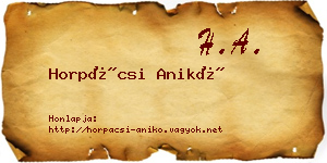 Horpácsi Anikó névjegykártya